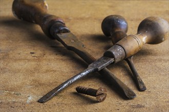 Old wooden handled screwdrivers