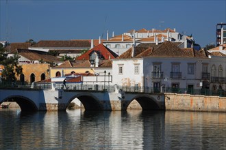 Old town and Roman bridge over the Gilao