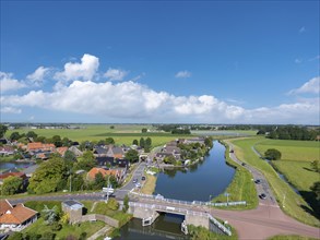 Aerial view with view over the three dikes Huygendijk
