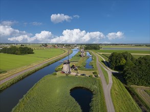 Aerial view with the windmills Strijkmolen