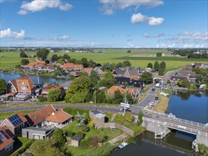 Aerial view with view over the dikes Huygendijk and Drechterlandsedijk