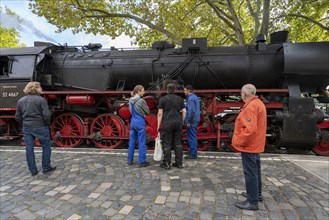 Steam locomotive on the old rails on the banks of the Main