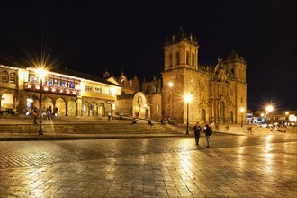 Cathedral of Cusco or Cathedral Basilica of the Virgin of the Assumption at night