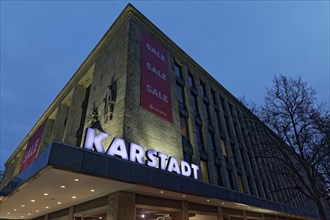 Galeria Kaufhof department stores in Duesseldorf at night
