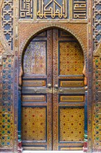 Colorful beautiful wooden door in Arabic style