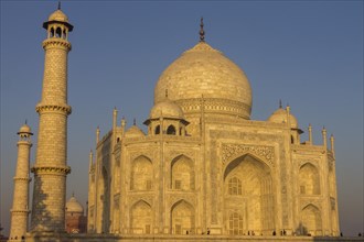Taj Mahal seen from the East at sunrise on a chilly February morning