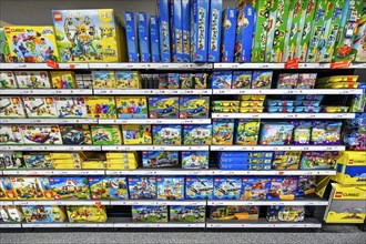 Shelf with Lego articles in the wholesale market