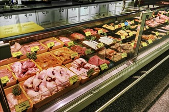 Meat counter in wholesale market