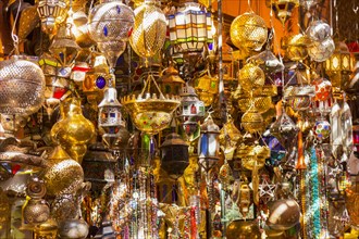 Colorful lamps on the souk