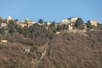 View of funicular railway and Brunate