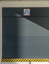 Blind at the entrance to a warehouse