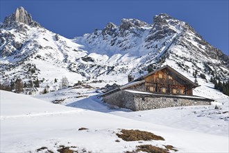 Hochkoenig in winter with alpine hut