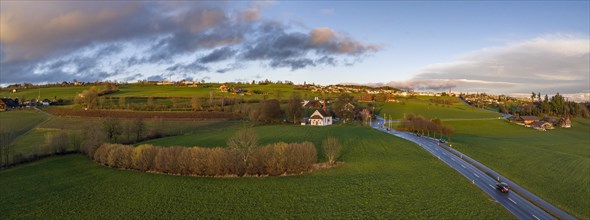 Panorama aerial view with battle chapel