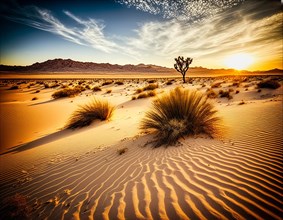 Desert landscape at sunrise