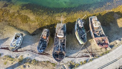 Shipwrecks in Camaret sur Mer harbour in Crozon peninsula