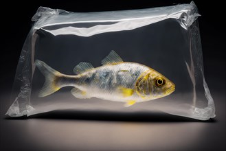 Fish wrapped in a transparent bag