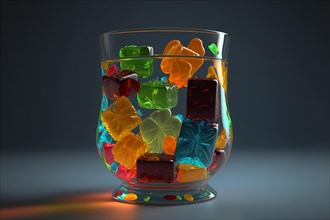 Glass with colorful jelly candies