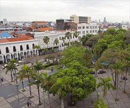 View from the cathedral to the Plaza 24 de Septiembre