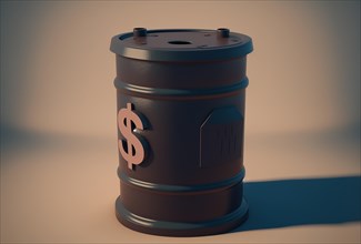 Cartoon style oil barrel with dollar sign