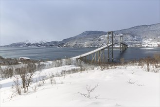 Tjeldsund Bridge in winter