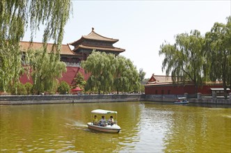 Pedal boat on the moat around the Forbidden City