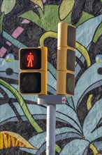 Traffic light for pedestrians on a street in Barcelona