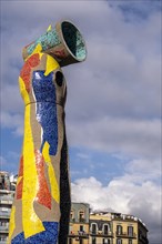Sculpture Dona i Ocell by the Catalan artist Joan Miro in the city of Barcelona
