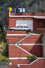 Car parked over stairs