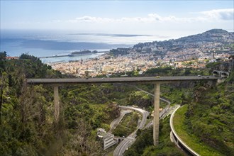 Motorway bridge and city view of Funchal