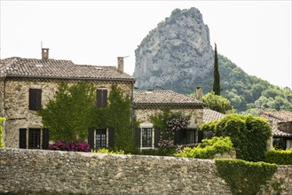 Medieval village and rock