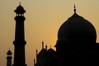 Taj Mahal backlit by the rising sun