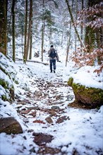 Man in the forest with snow