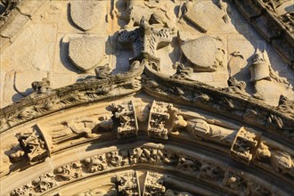 Detail tympanum west portal gothic cathedral Saint-Corentin