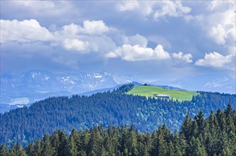 Picturesque landscape and rural area in the West Allgaeu around the village of Scheidegg near Lindau