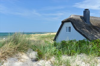 House with thatched roof in Ahrenshoop on the Baltic Sea