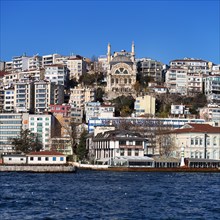 Residential buildings and Cihangir Mosque on the hillside