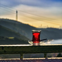 Single glass of Turkish tea