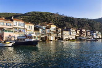 Houses and boats on the Bosphorus shore