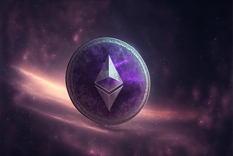 Ethereum coin in space