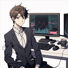 Trader boy anime style bitcoin buyer
