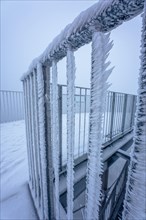 Iced railing in winter