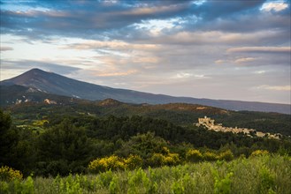 Medieval mountain village and Mont Ventoux