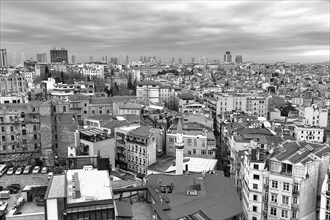 Panoramic view of minaret and sea of houses from the Galata Tower