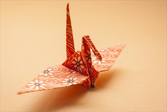 Paper crane traditionally folded according to the Japanese art of origami