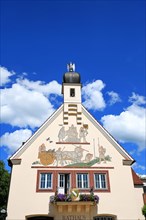 Town hall in the old town of Bad Groenenbach in fine weather