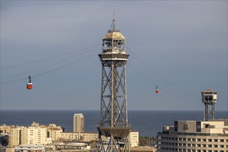 Jaume I tower of the cable car of the port of Barcelona