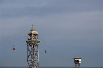 Jaume I tower of the cable car of the port of Barcelona