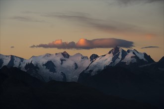 Summit of the Bernina Group at sunrise