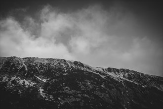 Beautiful mountain panorama in black and white