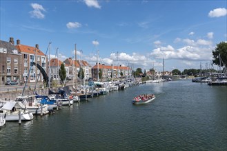 Tour boat and marina at Rotterdamsekaai